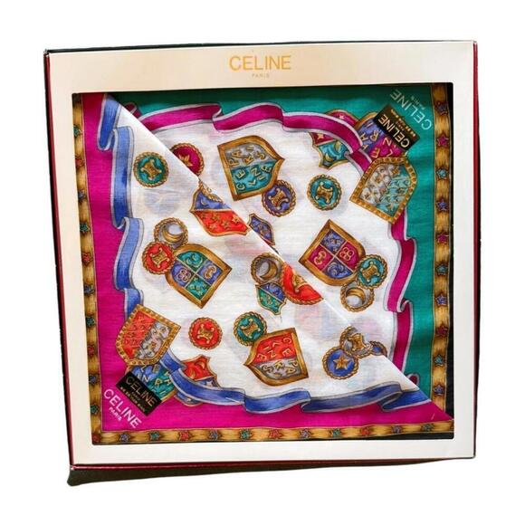 Celine Accessories - Celine Handkerchief Gift Box with Colorful Crest Pattern, New